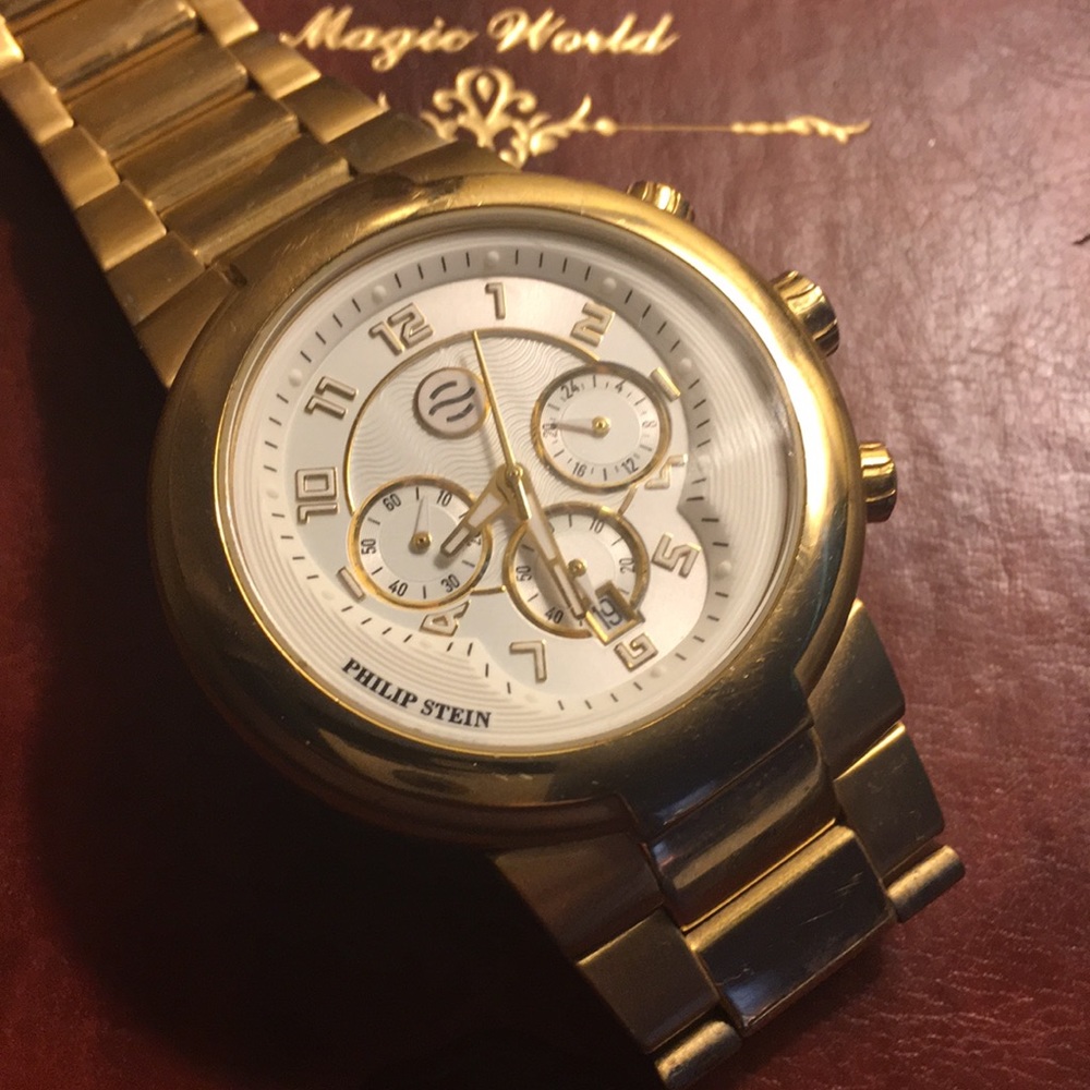 UNSEX  GOLD Philip Stein CLASSIC ROUND CHRONOGRAPH